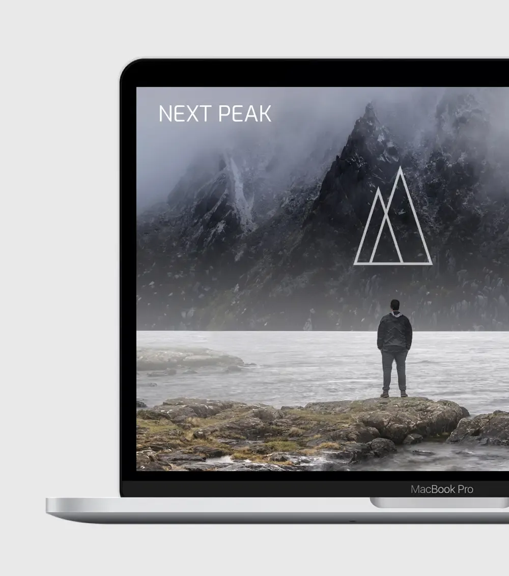 The website design for Agile coach company Next Peak displayed on an iPad screen